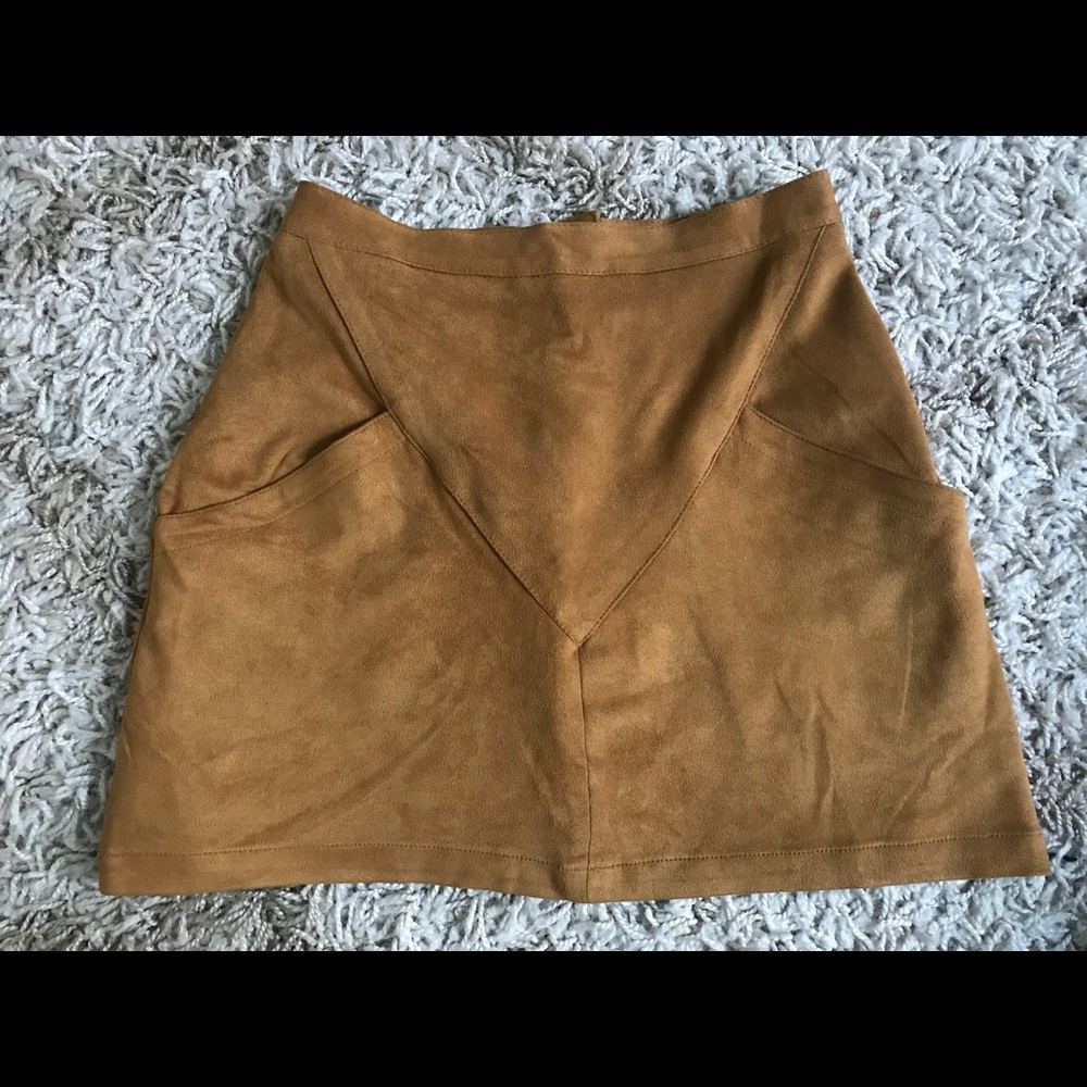 Brown suede high waisted skirt
